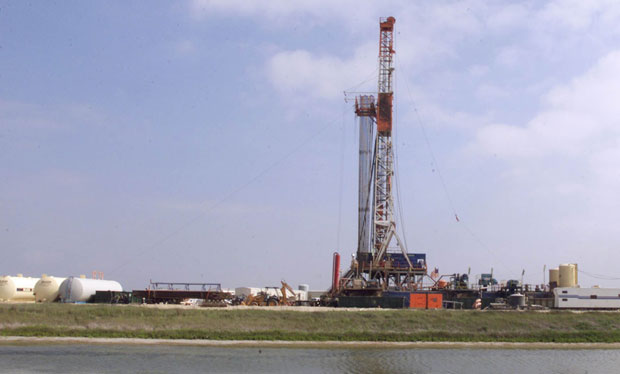 A natural gas rig on a national seashore in Texas
