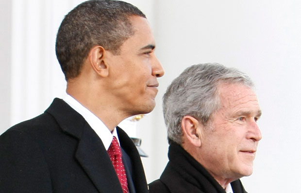Presidents Obama and Bush