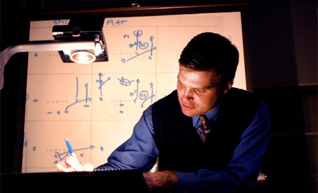 teacher using projector