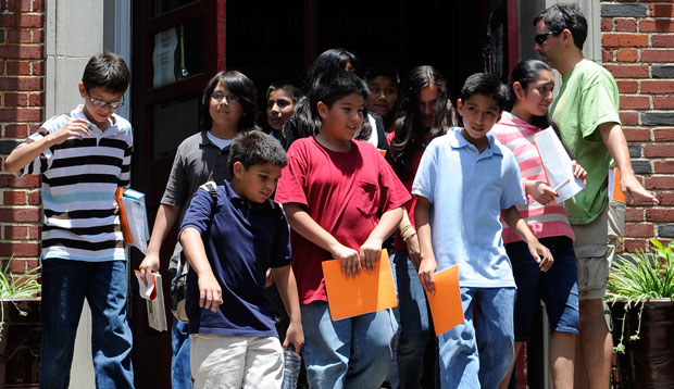 Students leaving school