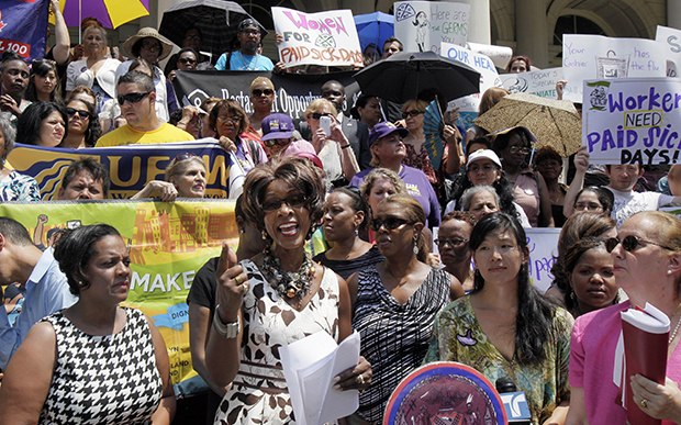 Women for Paid Sick Days rally