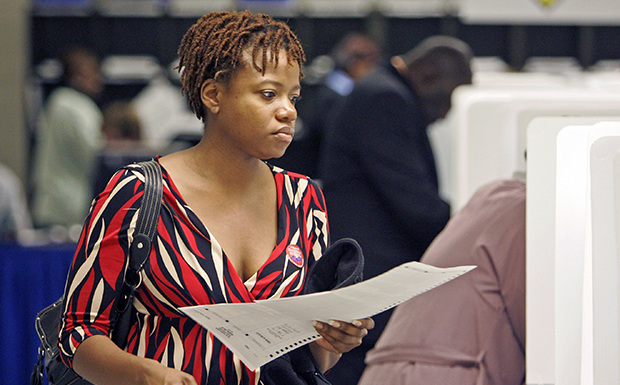 Woman preparing to vote