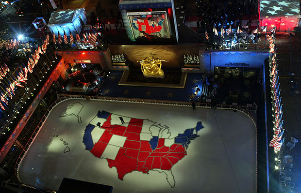 Election map in Rockefeller Center