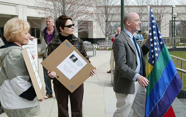 Rally in support of health insurance for the partners of gay employees
