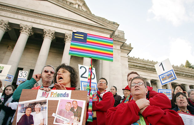 Gay and lesbian support rally