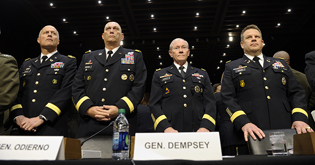 Dana Chipman, Raymond Odierno, Martin Dempsey, Richard Gross