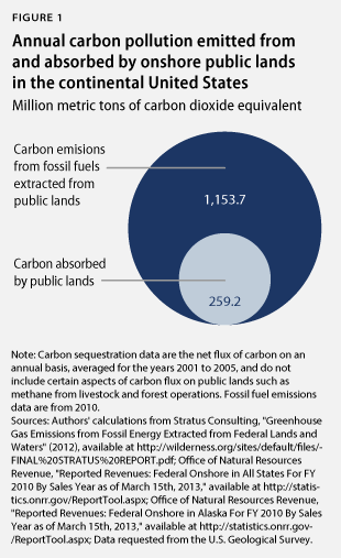 Annual carbon pollution emitted from and absorbed by onshore public lands in the continental United States