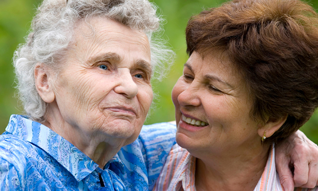 Elderly parent and daughter