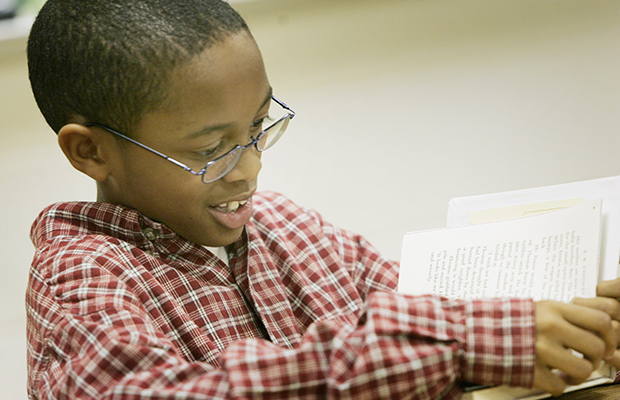 Fourth-grader reading