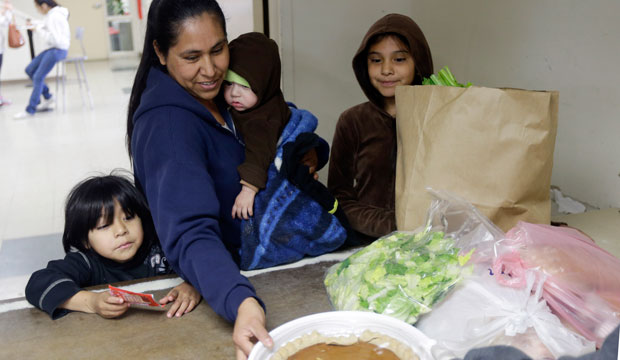 Family at food pantry