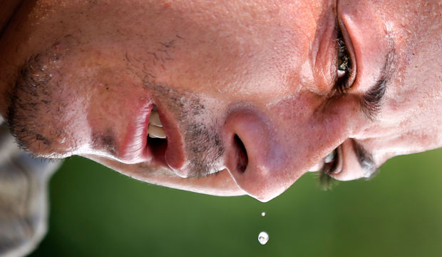 sweating man