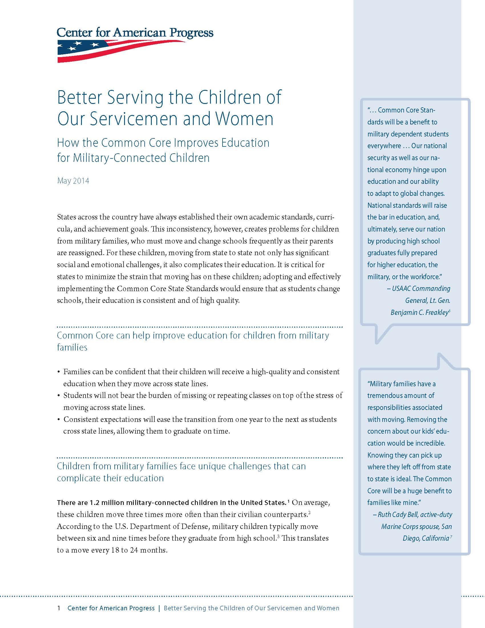 Better Serving the Children of Our Servicemen and Women