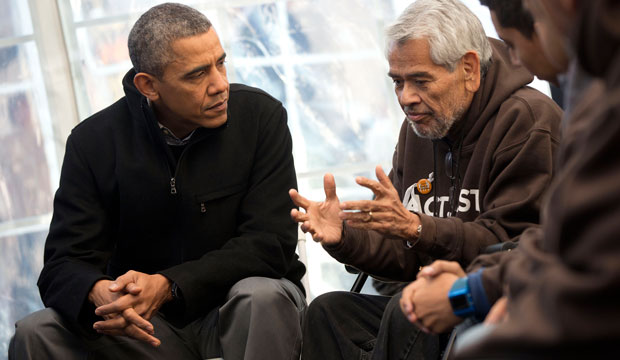 President Barack Obama meets with individuals fasting for immigration reform