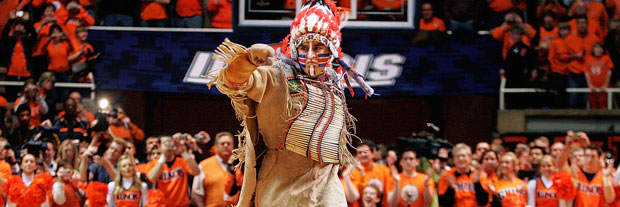 Chief Illiniwek performs