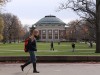 Students walking across campus