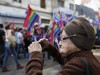 Elderly woman and LGBT pride