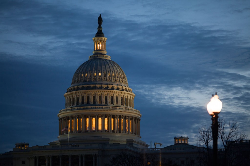 The lamp remains illuminated in the top of the Capitol Dome, February 2017.