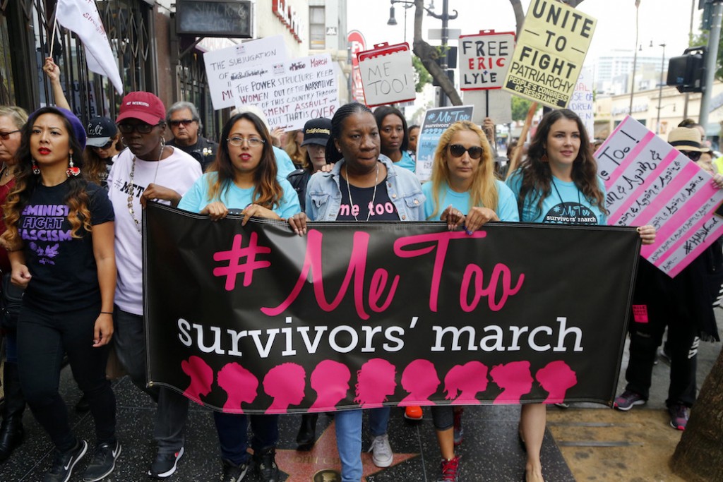 Women march against sexual assault and harassment for the #MeToo March in Los Angeles, November 12, 2017.
