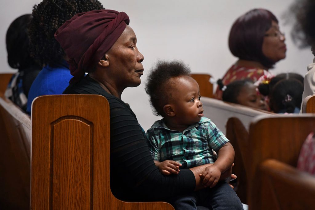 Congregants attend a service at a Haitian church in Mount Olive, North Carolina, where many Haitian TPS beneficiaries live and work, November 2018.