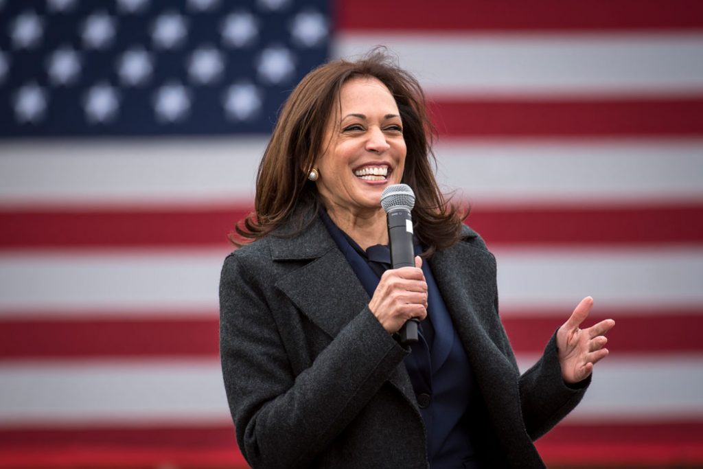 Vice President-elect Kamala Harris speaks in Detroit, October 2020. 
