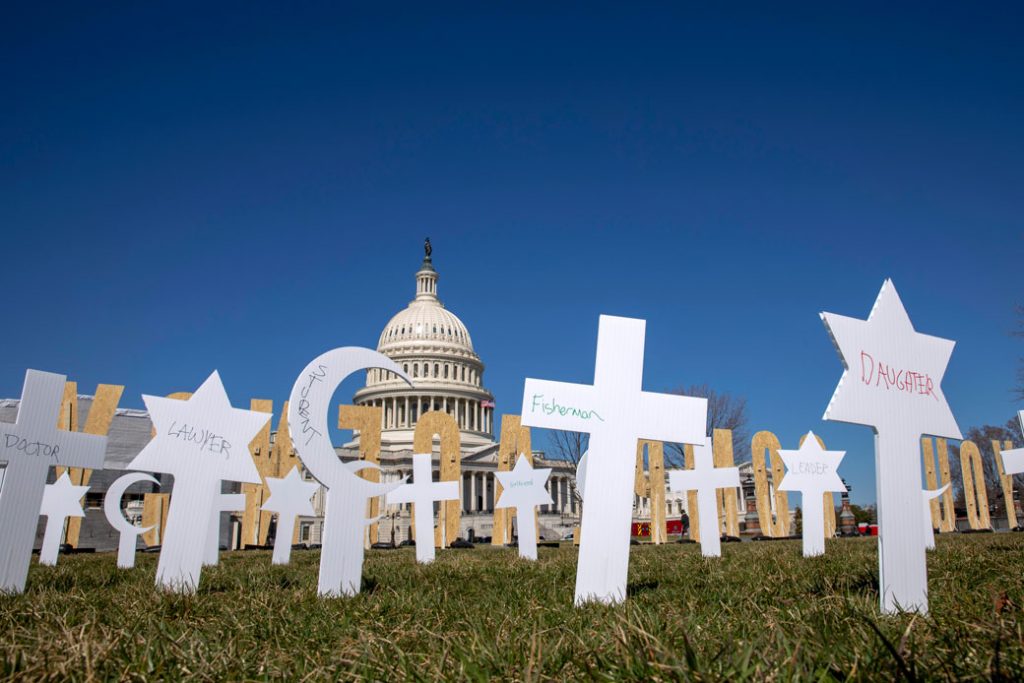 Gun violence prevention artwork is displayed on U.S. Capitol grounds in Washington, D.C, March 2019.