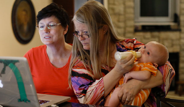 Lesbian couple with baby