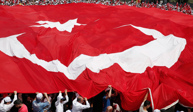 Turkish flag at Istanbul rally