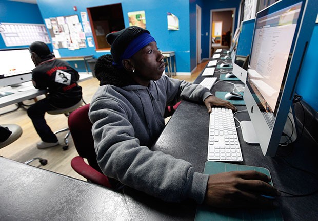 Young adult using computer