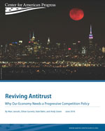 The moon rises over New York City