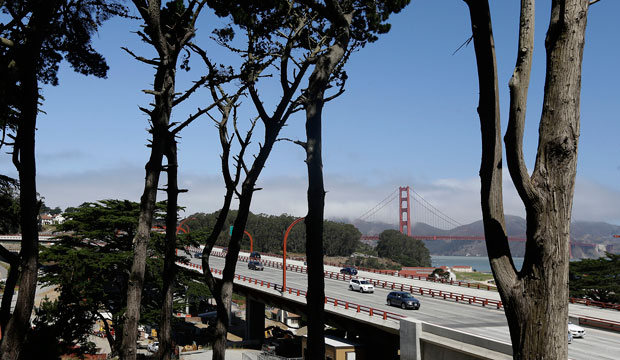Cars drive along Presidio Parkway in San Francisco, Wednesday, July 15, 2015.